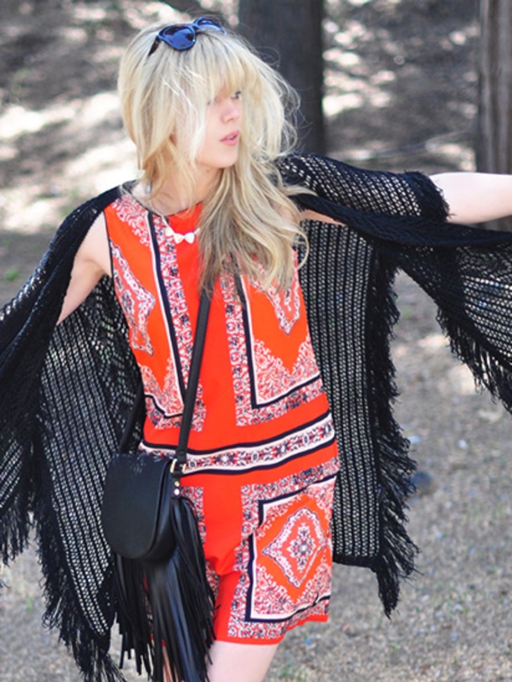 Philosophy shift dress scarf print burnt orange black fall layering dresses